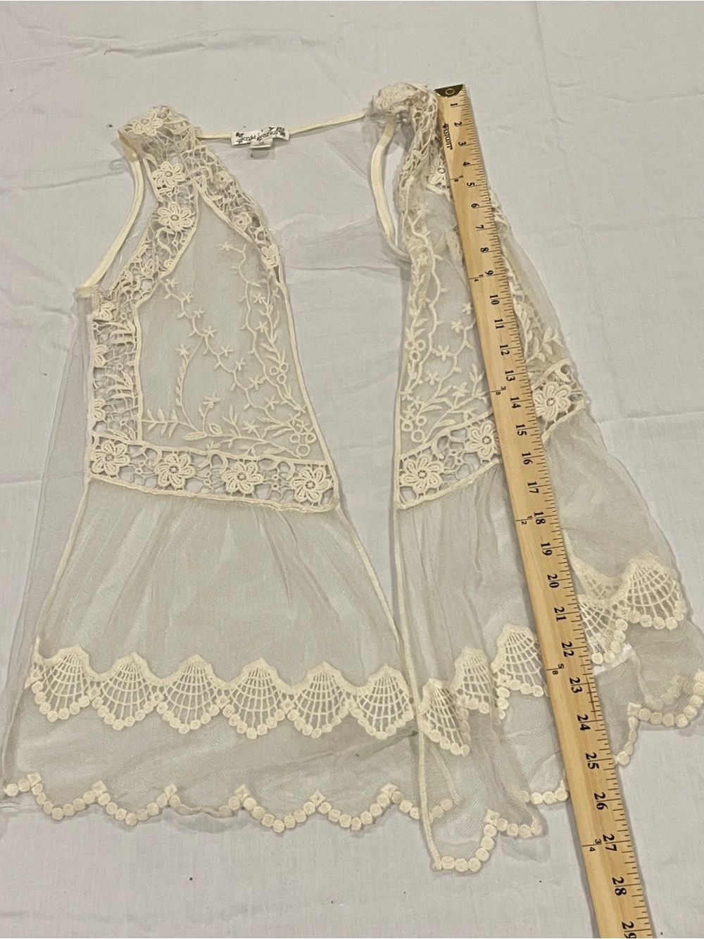 Knitworks Ivory/Cream Ultra Sexy Sheer Beautiful Floral Lace Trim Chemise